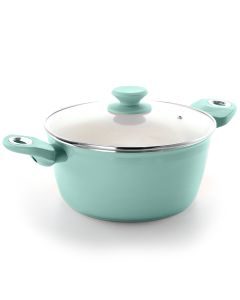 Gibson Home Plaza Cafe Aluminum 4.5 Qt Dutch Oven with Soft Touch Handles in Sky Blue