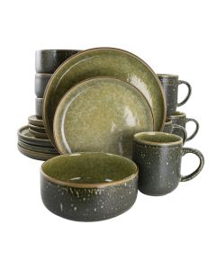 Gibson Elite Norwich 16 Piece Stoneware Dinnerware Set in Green