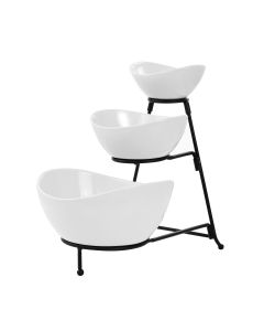 Elama 3 Tier Oval Bowl Porcelain Serveware Set
