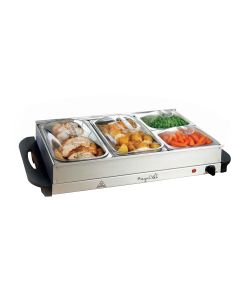 MegaChef Buffet Server &amp; Food Warmer With 4 Removable Sectional Trays , Heated Warming Tray and Removable Tray Frame