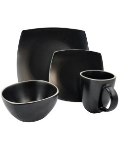 Gibson Soho Lounge Matte 16-Piece Dinnerware Set, Black