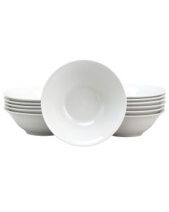 Gibson Home Noble Court 7 Inch Fine Ceramic Bowls in White 12 Piece Set