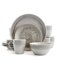 Gibson Elite Amberdale 16 Piece Stoneware Dinnerware Set in Cream