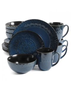 Gibson Elite Milanto 16 Piece Stoneware Dinnerware Set in Blue