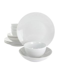 Gibson Home Classic Pearl 12 Piece Round Fine Ceramic Dinnerware Set in White